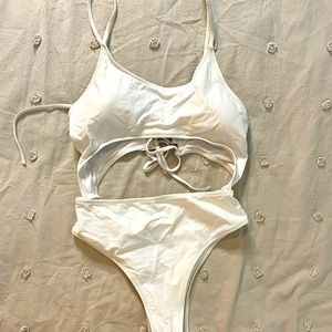 White Cut-Out One Piece Swimsuit